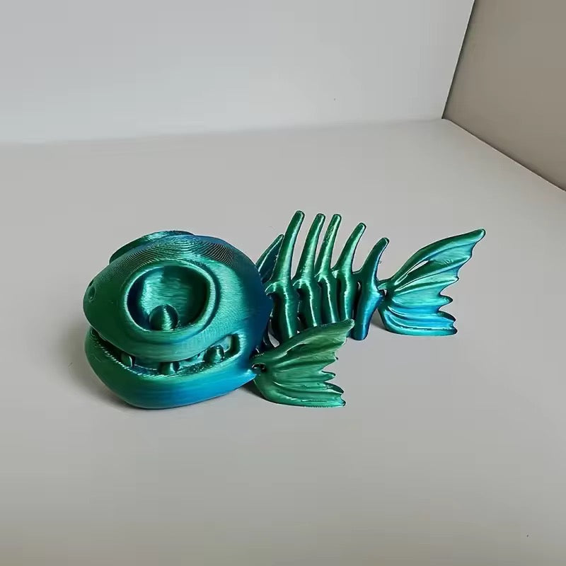 Super Flexi Articulated Skeleton Piranha 8cm laser purple
