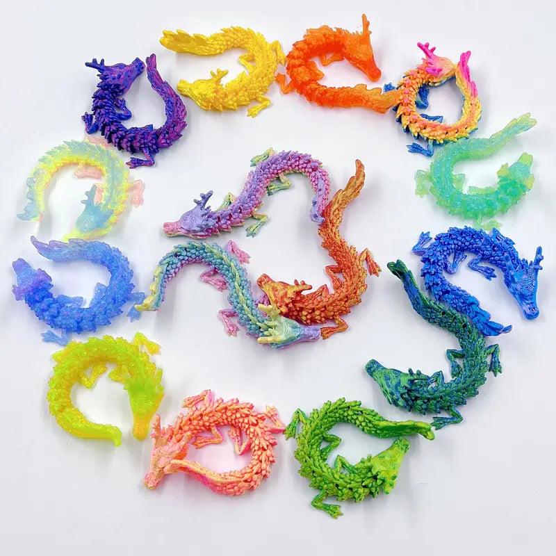 Small Flexi Articulated Multicoloured Dragon 13cm 5.12in