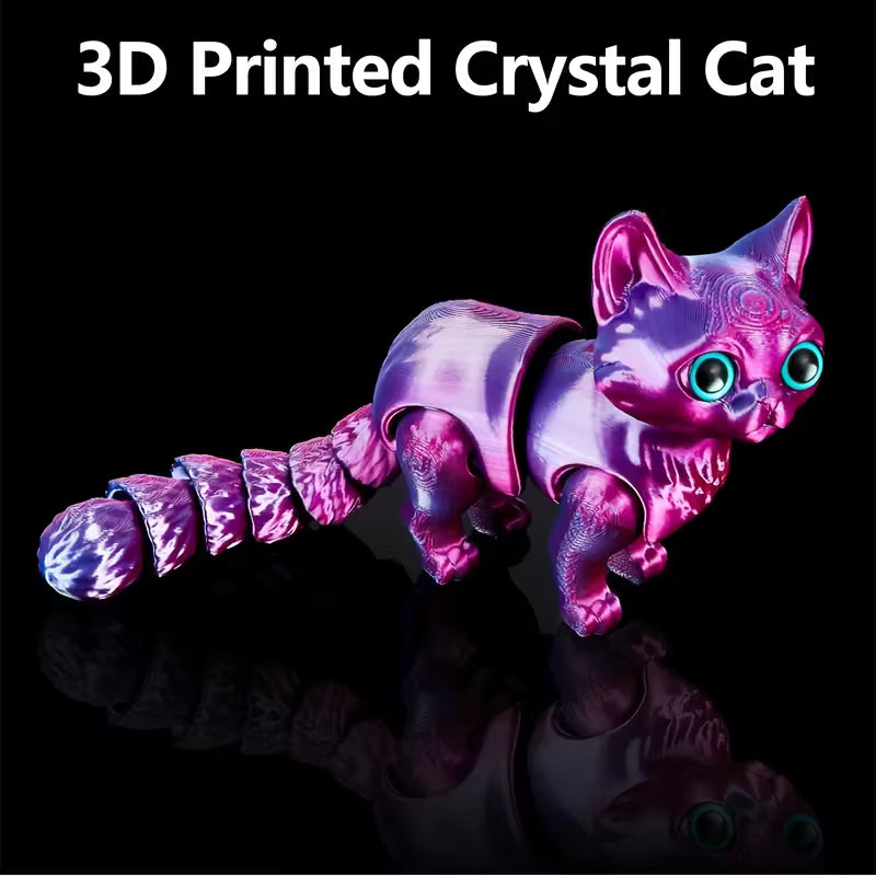Flexi Articulated Cartoon Cat Black/Red 4.72in 12cm