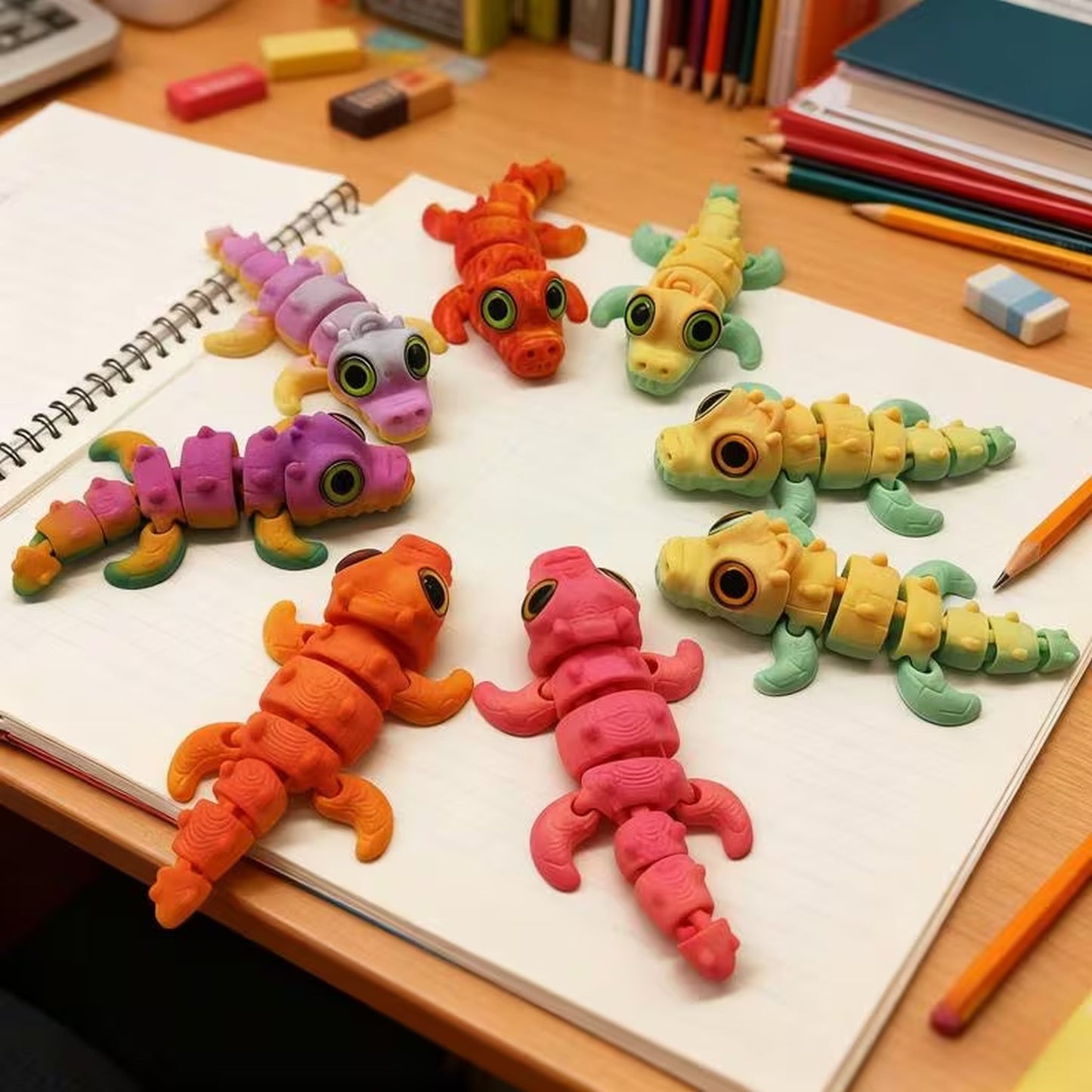 3d articulated small big eyed crocodile