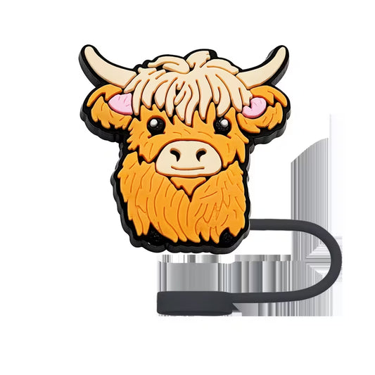 Highland Cow Straw Topper