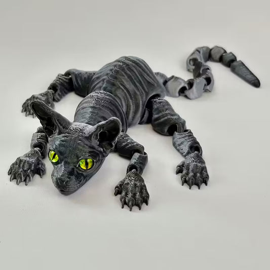 Flexi Articulated Sphinx Cat 9.06in 23cm Silvery Black