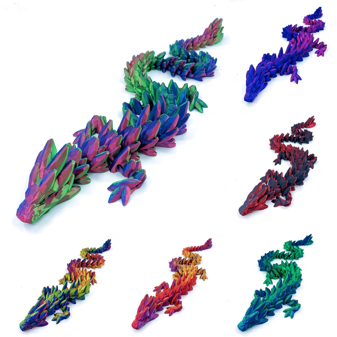 3d articulated iridescent dragon