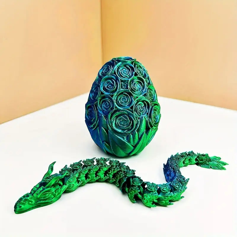 Giant Multi Coloured Flex Articulated Dragon and Egg