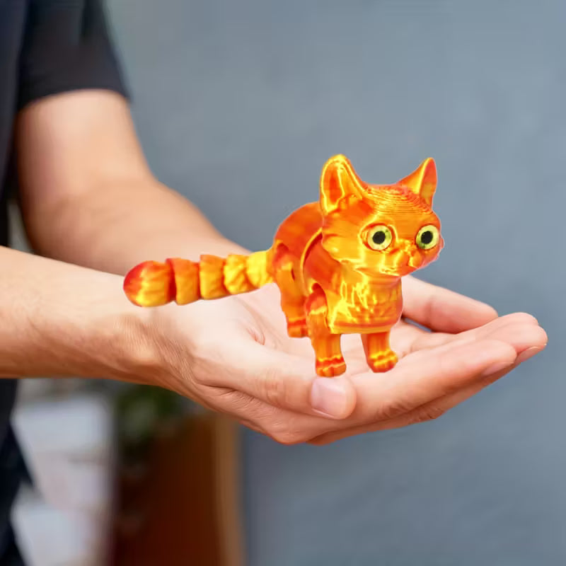 Flexi Articulated Cartoon Cat Yellow Green 4.72in 12cm