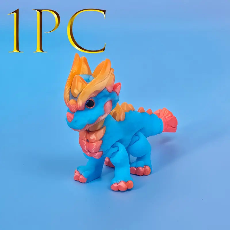 Multi Coloured Flexi Articulated Ice Dragon And Egg