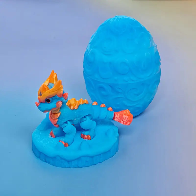 Multi Coloured Flexi Articulated Ice Dragon And Egg
