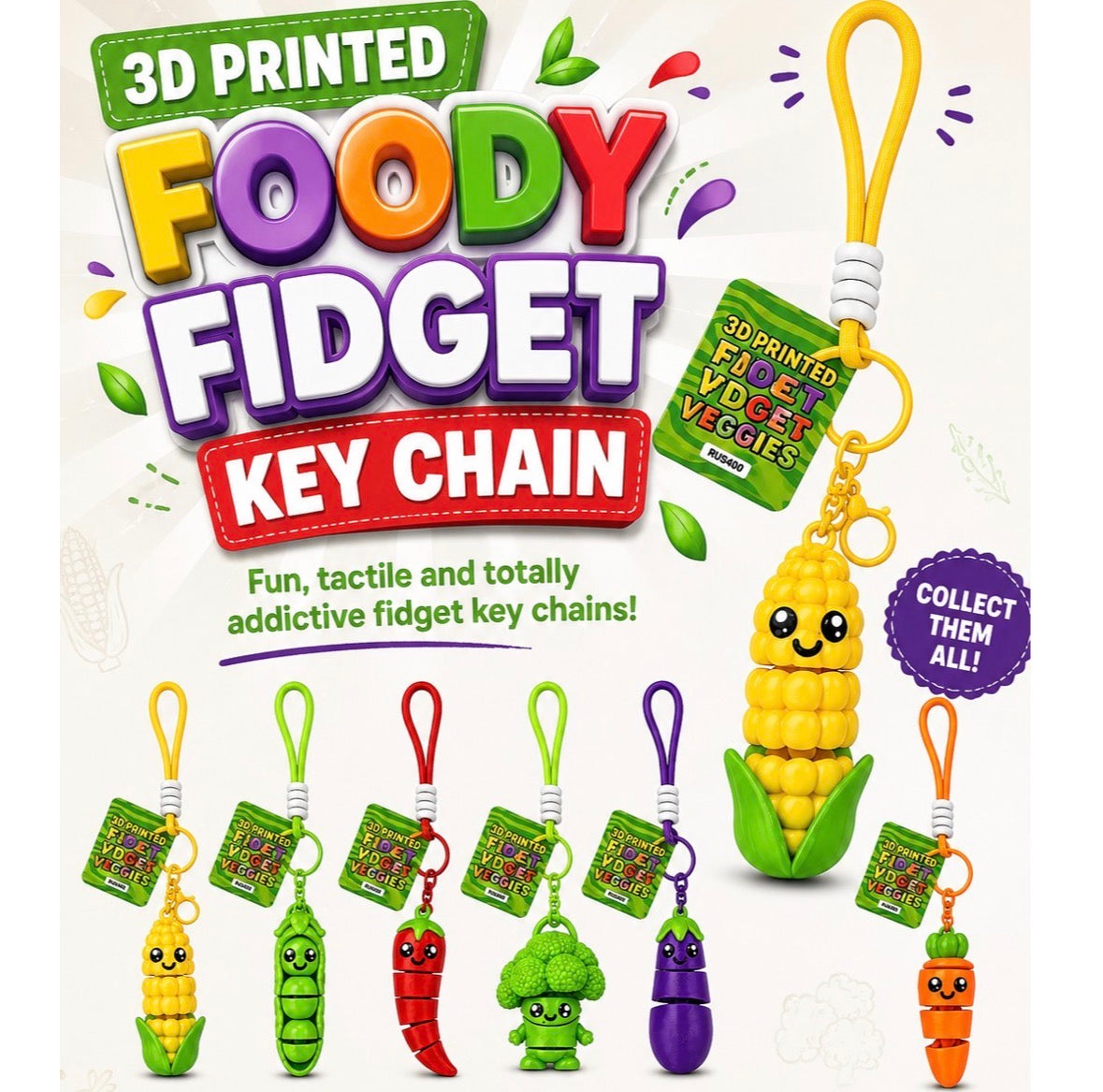 Foody Fidget Keychain