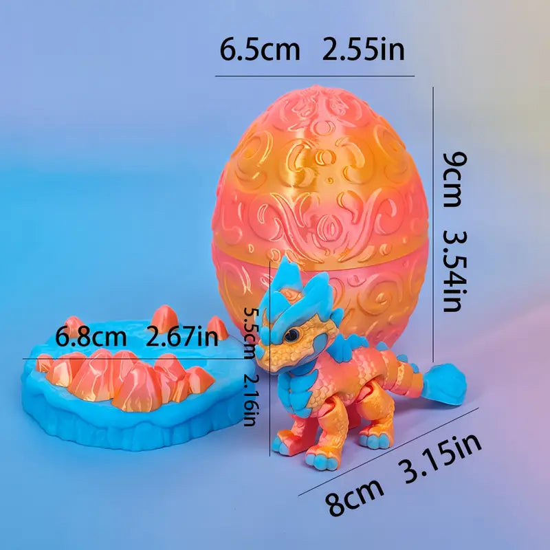 Multi Coloured Flexi Articulated Ice Dragon And Egg