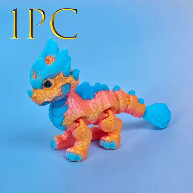 Multi Coloured Flexi Articulated Ice Dragon And Egg