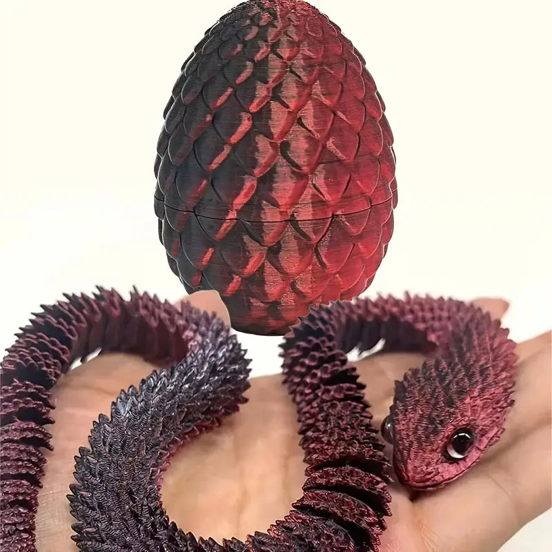 Flexi Articulated Snake and Egg Black/Red 30cm 11.81in