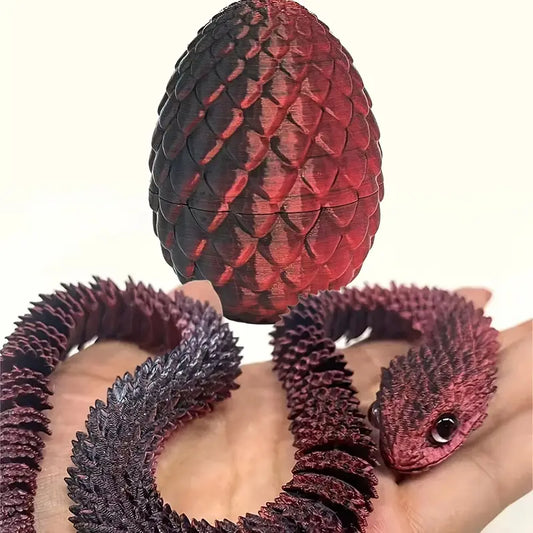 Flexi Articulated Snake and Egg Black/Red 30cm 11.81in