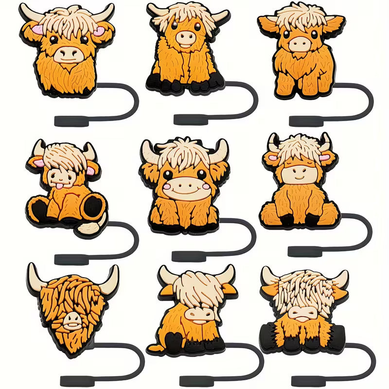 Highland Cow Straw Topper