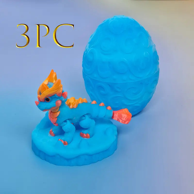 Multi Coloured Flexi Articulated Ice Dragon And Egg