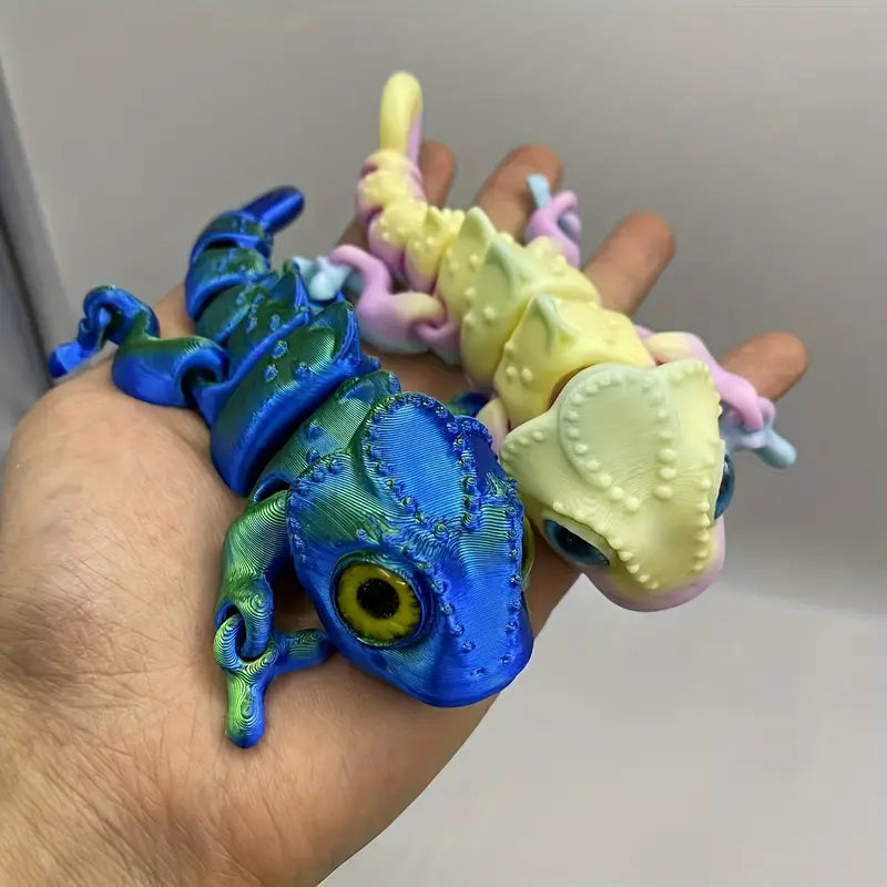 Small Cute Flexi Articulated Chameleon Rainbow Coloured