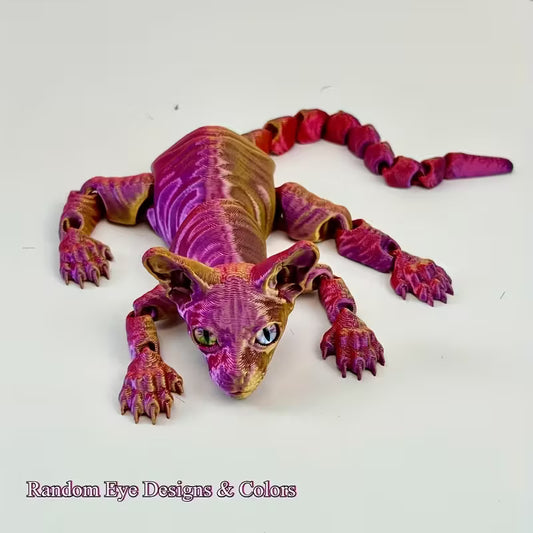 Flexi Articulated Sphinx Cat 9.06in 23cm Red Blue Green