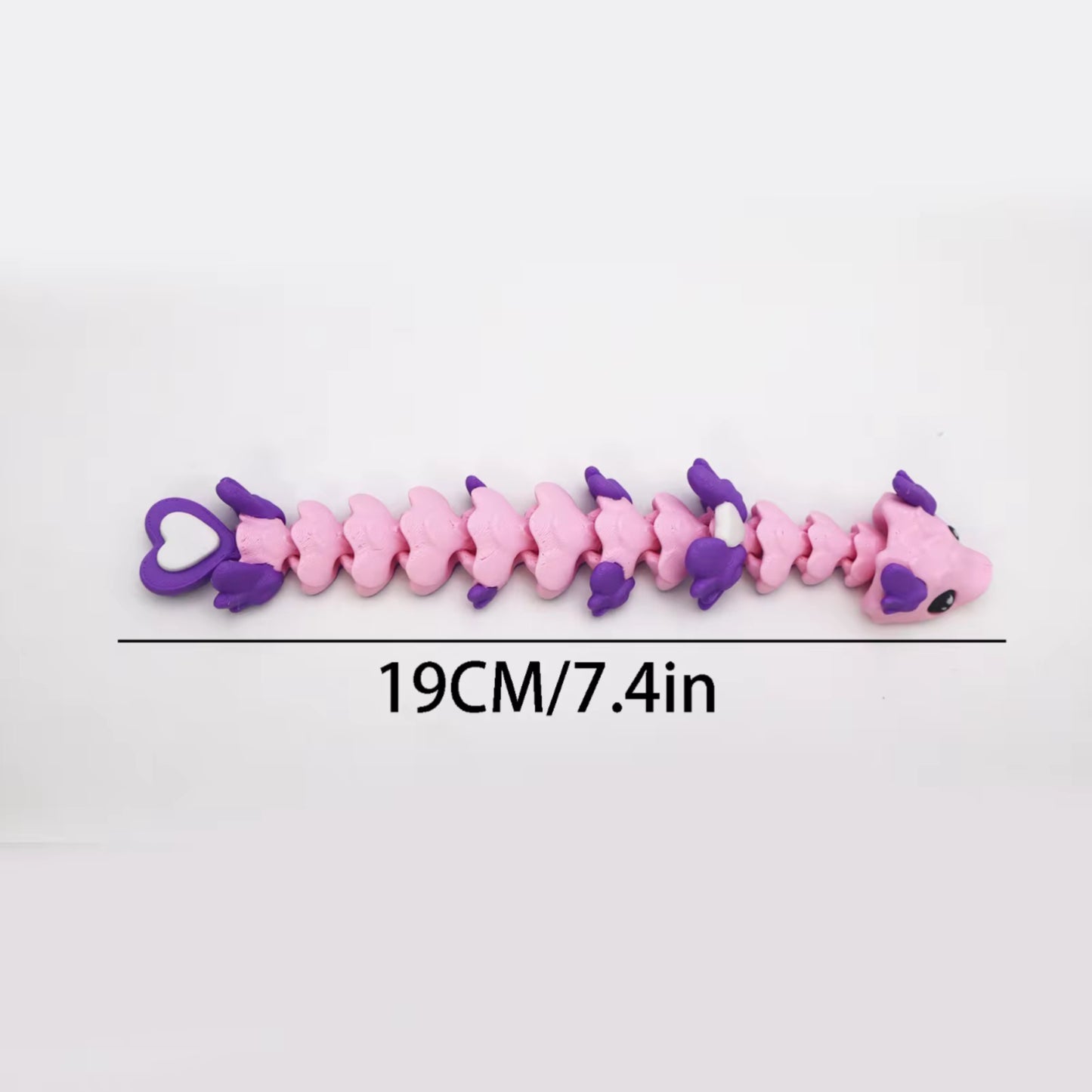 3d articulated pink and purple baby love dragon