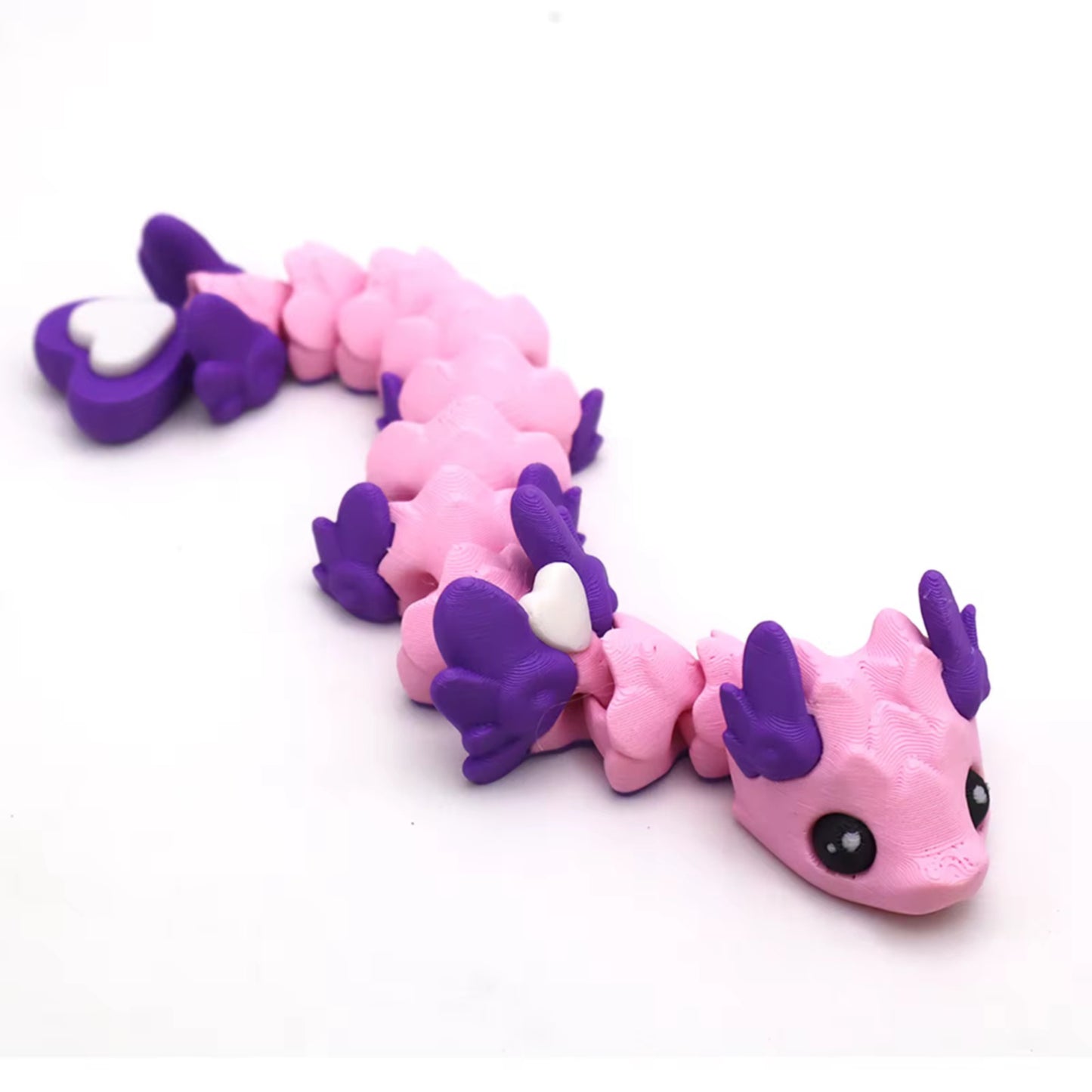 3d articulated pink and purple baby love dragon