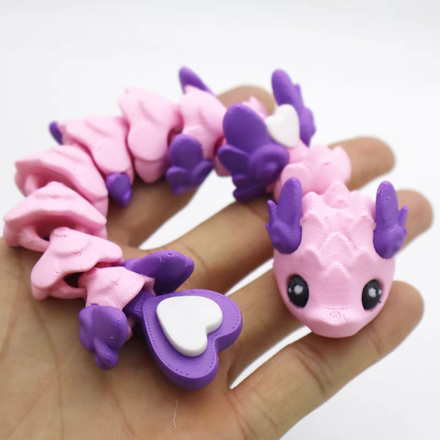 3d articulated pink and purple baby love dragon