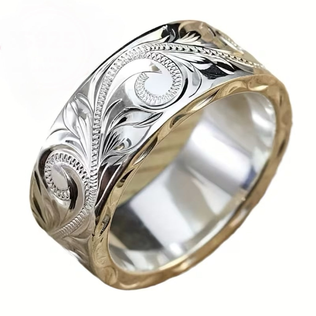 Vine patterned sterling silver ring