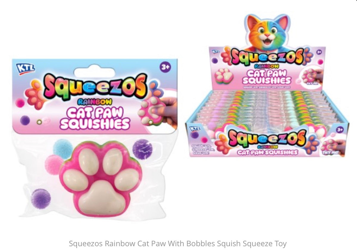 Squeezos Glitter Cat Paw With Bobbles