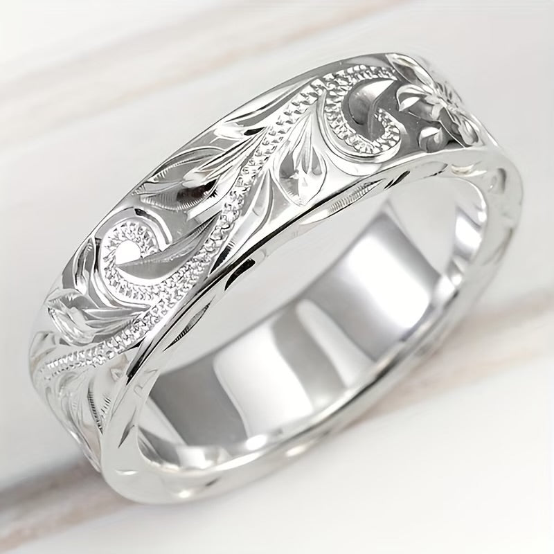 Vine patterned sterling silver ring