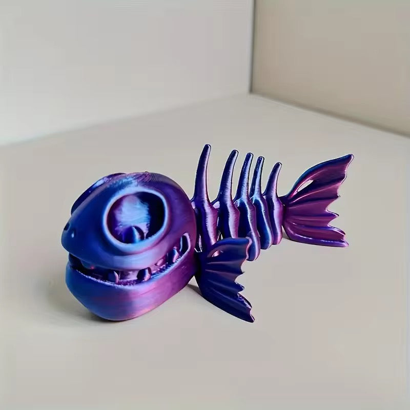 Super Flexi Articulated Skeleton Piranha 8cm Yellow green