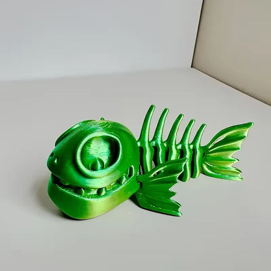 Super Flexi Articulated Skeleton Piranha 8cm Yellow green