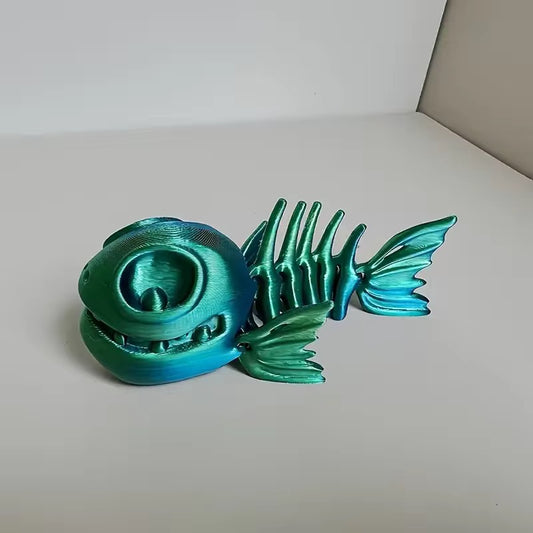 Super Flexi Articulated Skeleton Piranha 8cm laser green