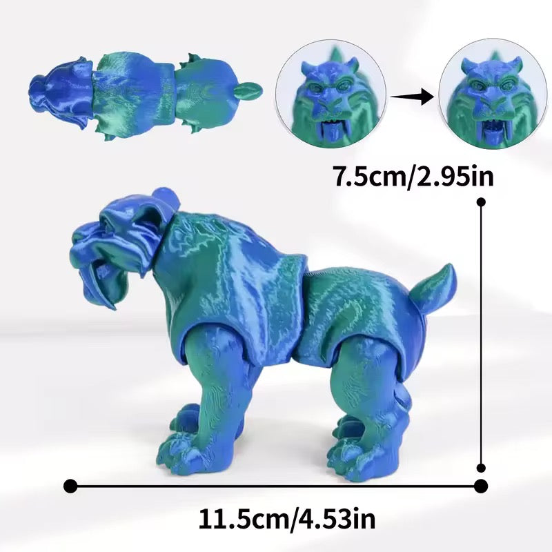 Super Flexi Articulated Sabre Tooth Tiger 11.5cm Laser Red