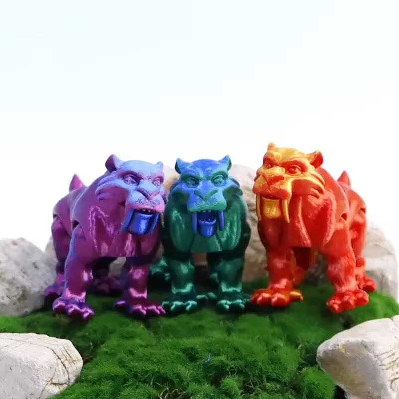 Super Flexi Articulated Sabre Tooth Tiger 11.5cm Laser Red