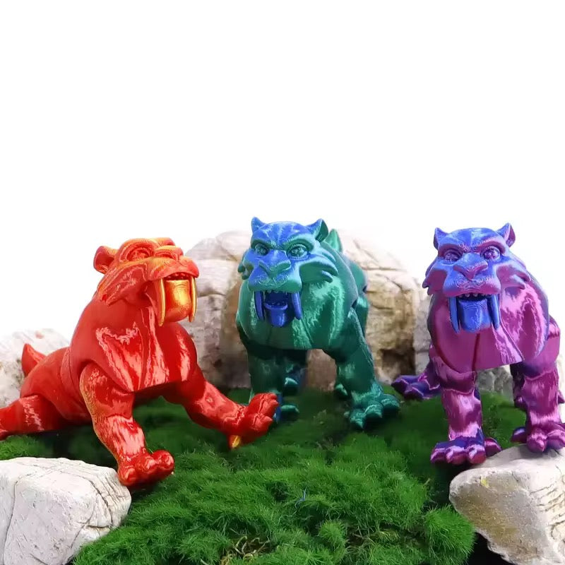 Super Flexi Articulated Sabre Tooth Tiger 11.5cm Laser Red