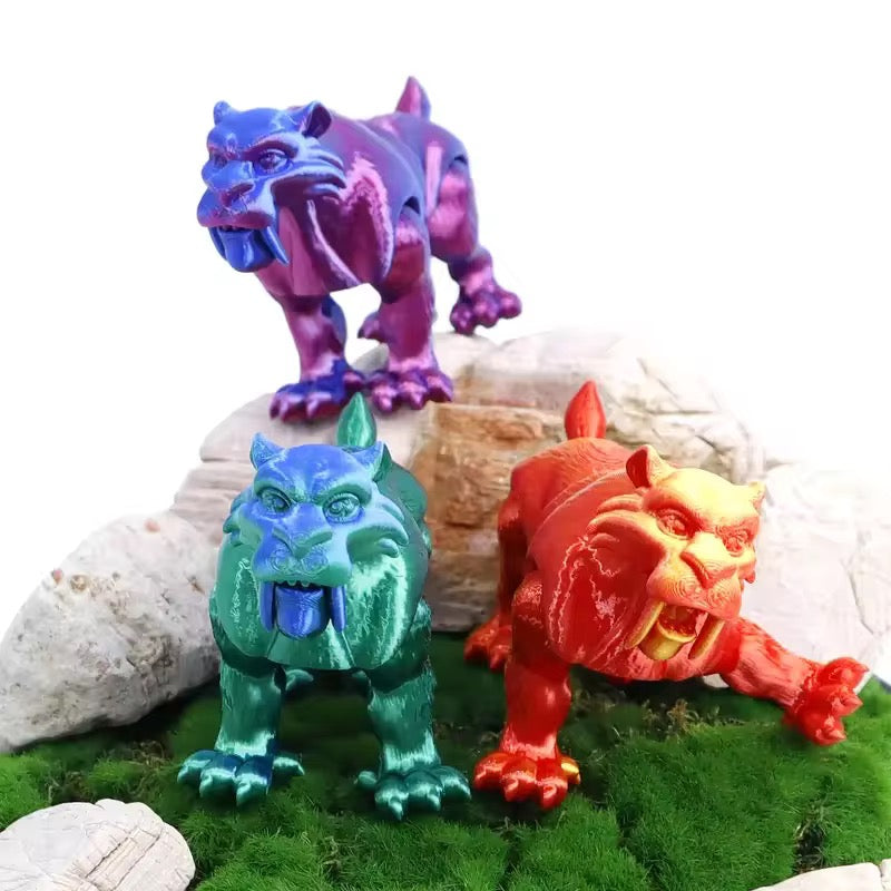 Super Flexi Articulated Sabre Tooth Tiger 11.5cm Laser Red