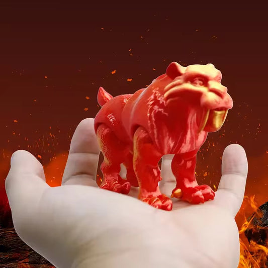 Super Flexi Articulated Sabre Tooth Tiger 11.5cm Laser Red