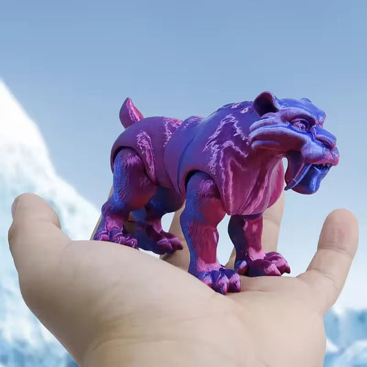Super Flexi Articulated Sabre Tooth Tiger 11.5cm Laser Purple