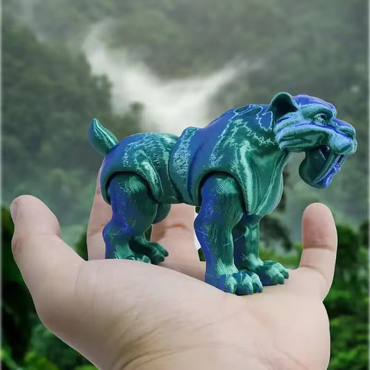 Super Flexi Articulated Sabre Tooth Tiger 11.5cm Laser Green