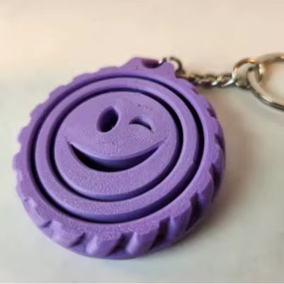 Winky face 3d printed fidget spinner keyring