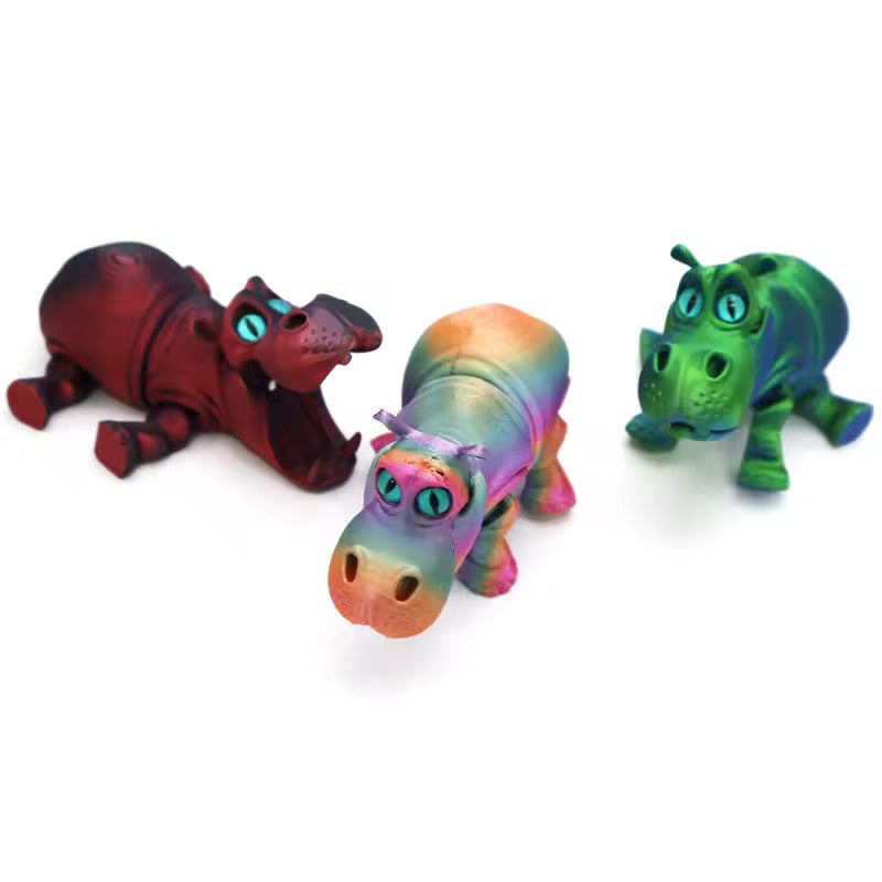 Super Flexi Articulated Hippo 10 cm Black Red