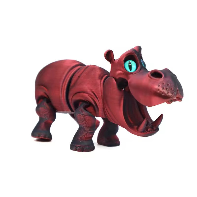 Super Flexi Articulated Hippo 10 cm Black Red