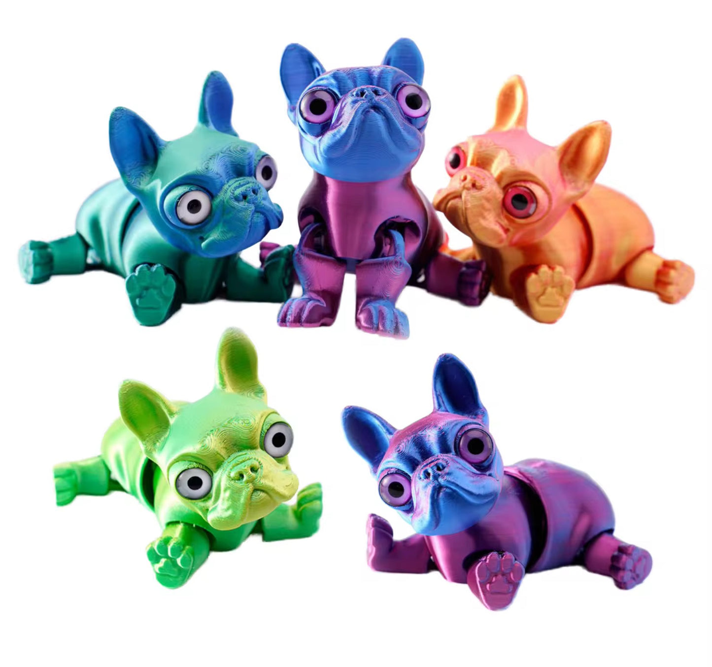 Super Flexi Articulated French Bulldog 6cm Plum Blue