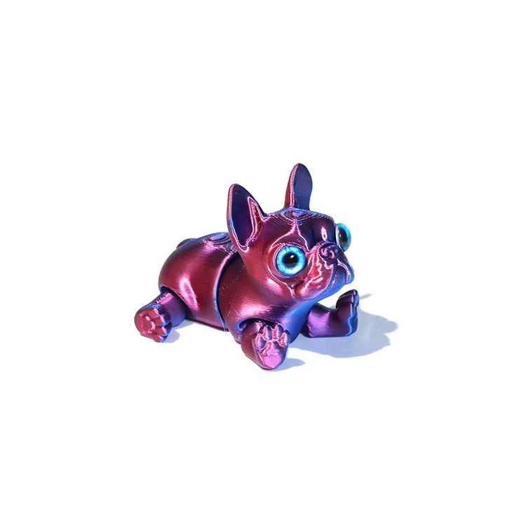 Super Flexi Articulated French Bulldog 6cm red blue