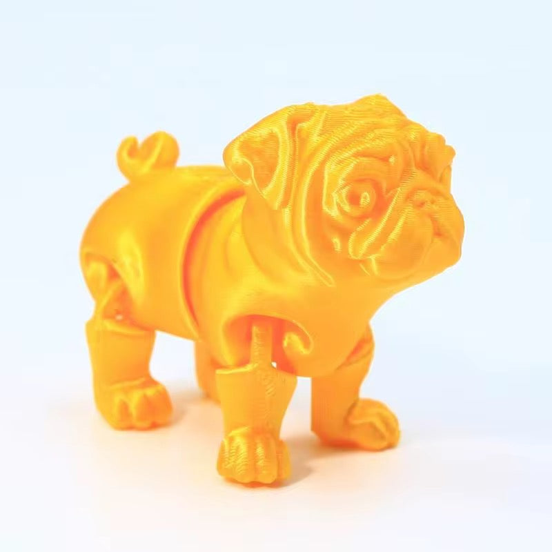 Super Flexi Articulated Pug Dog 6cm Rainbow