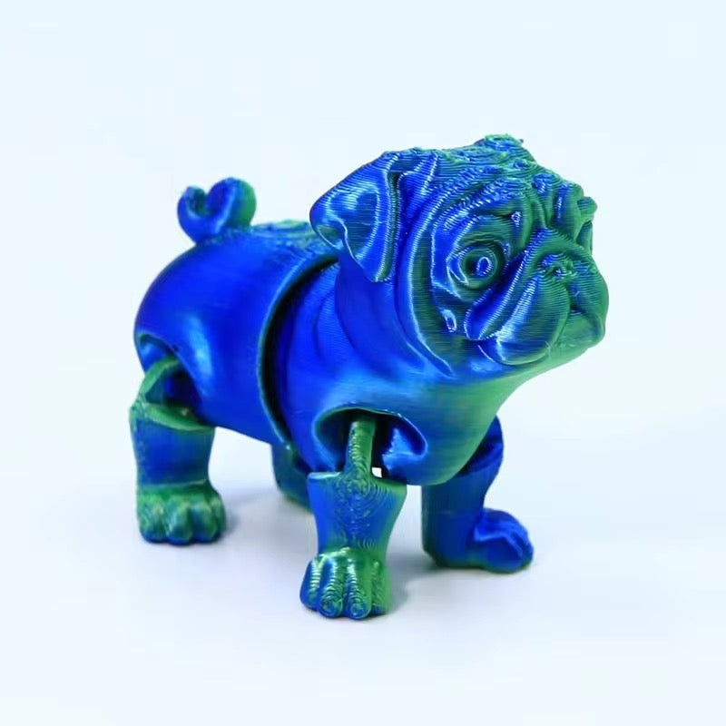 Super Flexi Articulated Pug Dog 6cm Rainbow