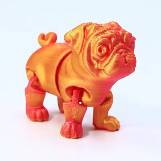 Super Flexi Articulated Pug Dog 6cm Red  gold