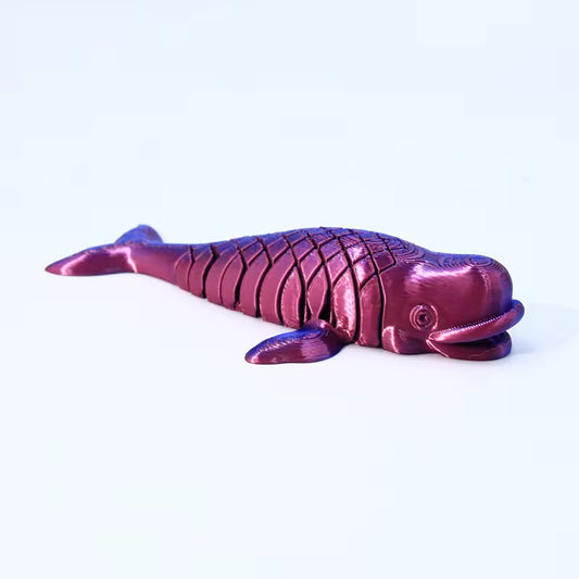 Super Flexi articulated Sperm whale red blue