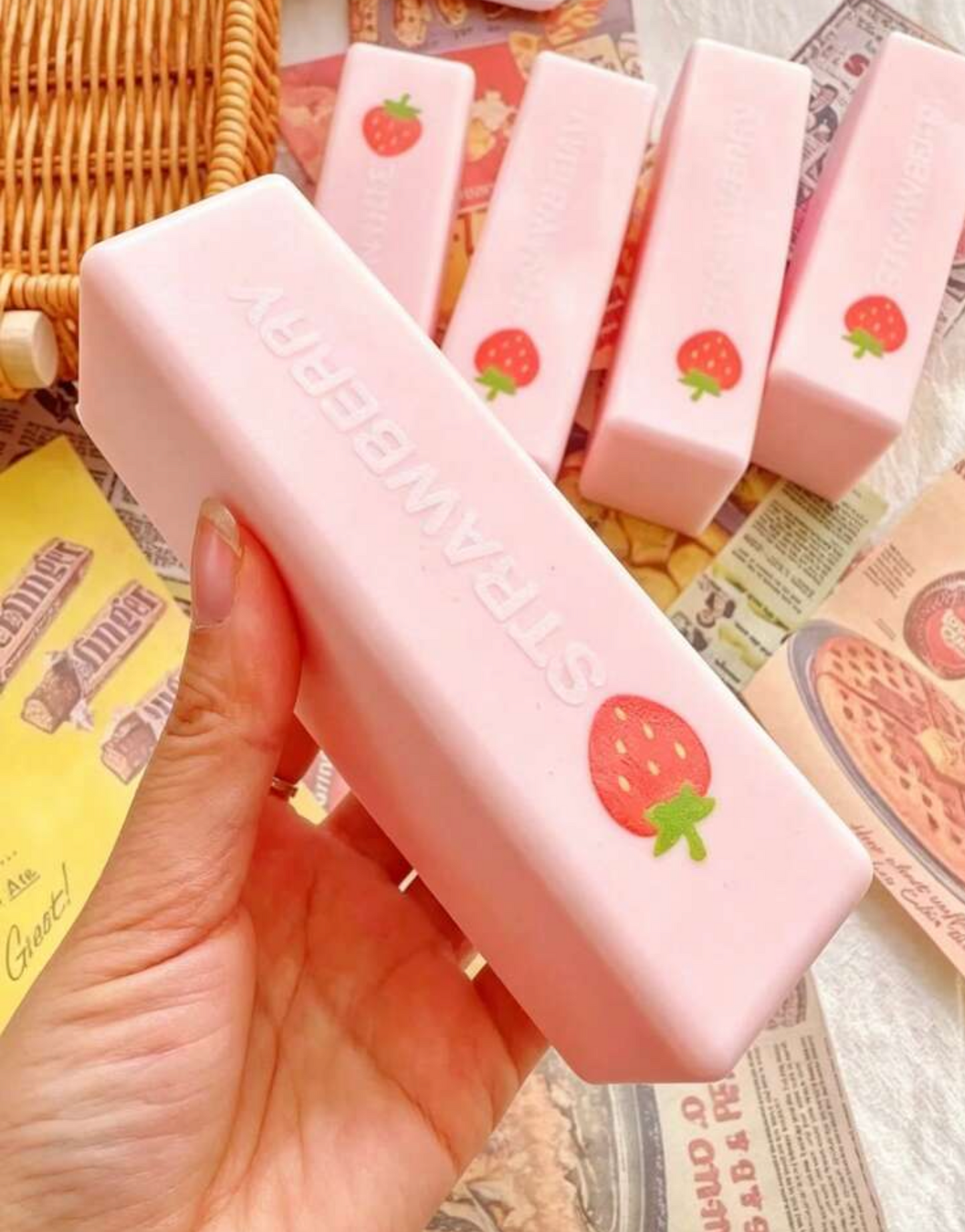 Pink strawberry butter squishy