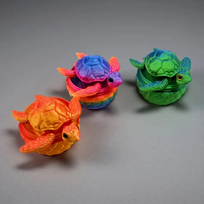 Multi Coloured flexi Articulated Turtle and egg