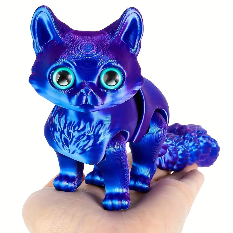 Flexi Articulated Cartoon Cat Yellow Green 4.72in 12cm