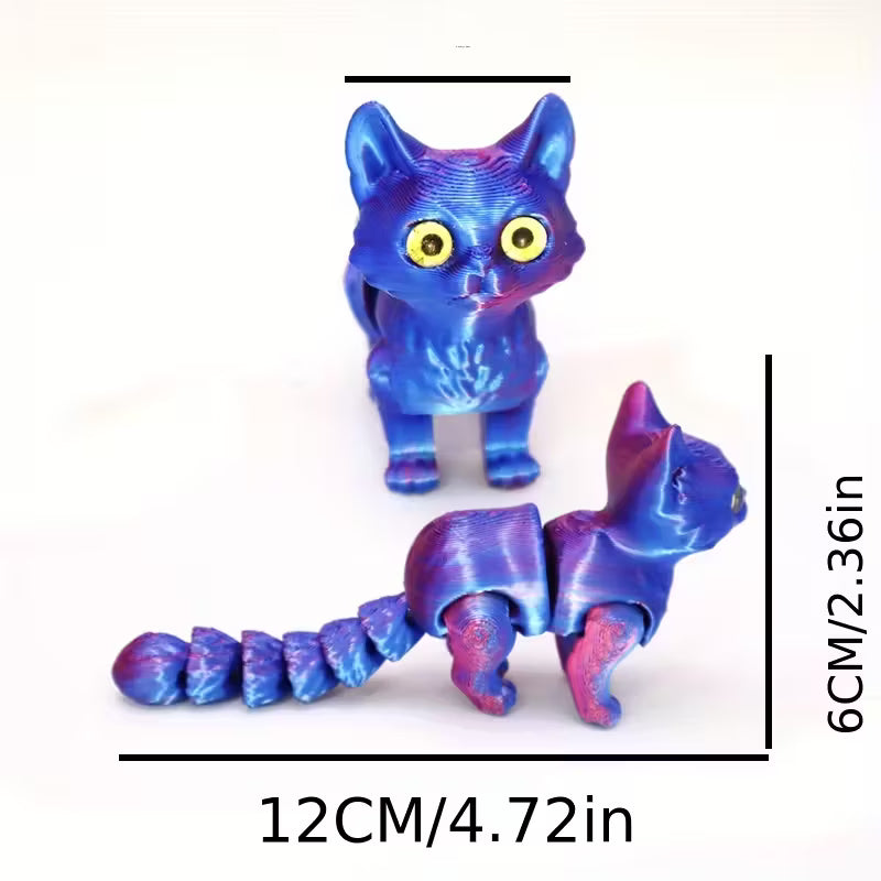 Flexi Articulated Cartoon Cat Yellow Green 4.72in 12cm