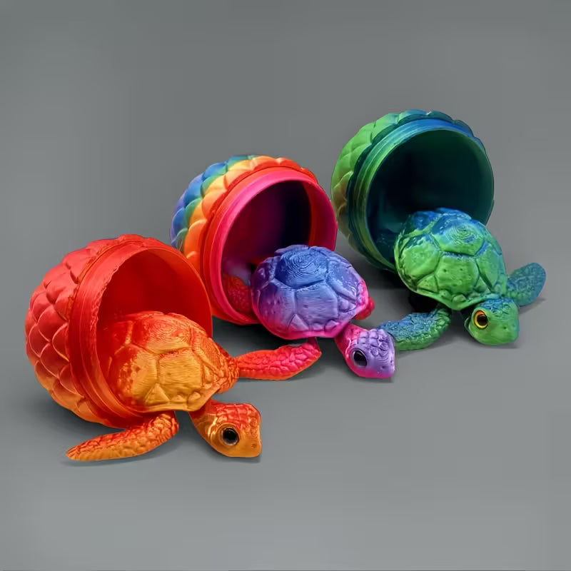 Multi Coloured flexi Articulated Turtle and egg